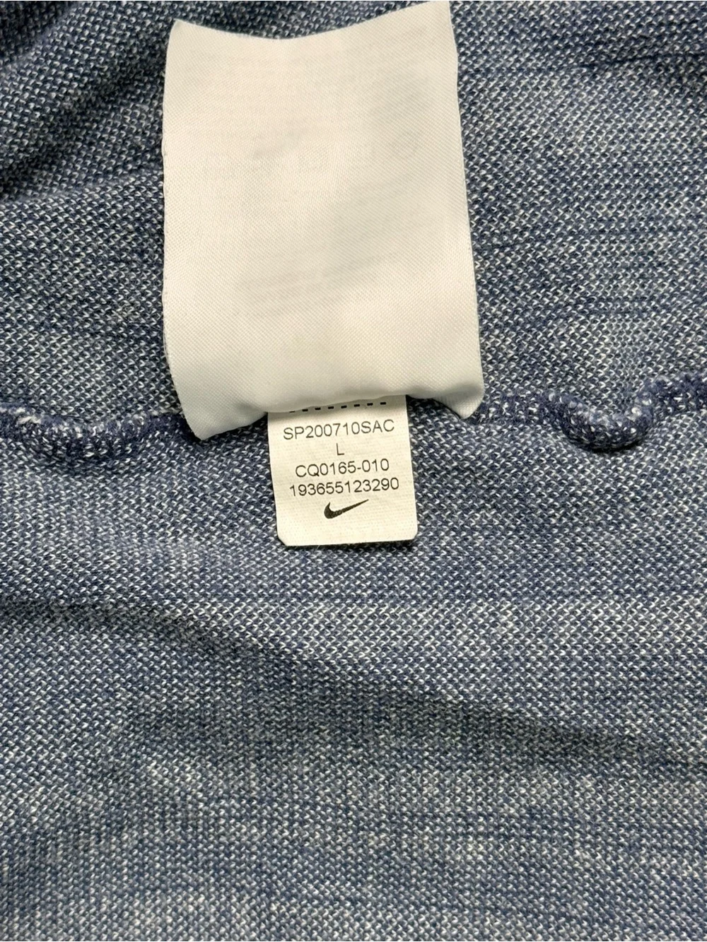Nike Striped Tee Blue White Embroidered Swoosh Cotton T-Shirt Size Large